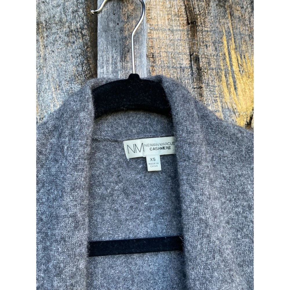 NEIMAN MARCUS 100% cashmere grey long sleeve open front cardigan sweater XS - Picture 3 of 7